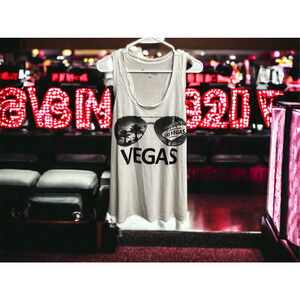 Las Vegas Black White Ray Ban Aviator Sunglasses Muscle Shirt XL